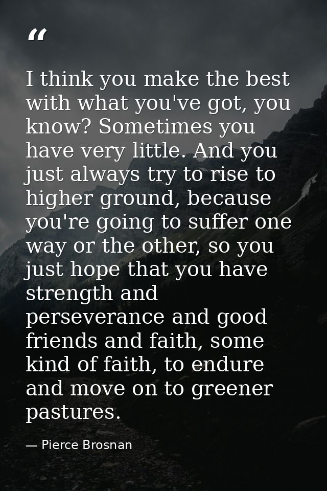 I think you make the best with what you've got, you know? Sometimes you have very little. And you just always try to ris — Pierce Brosnan