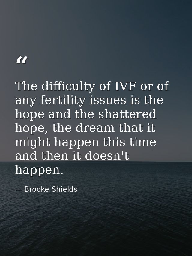 The difficulty of IVF or of any fertility issues is the hope and the shattered hope, the dream that it might happen this — Brooke Shields