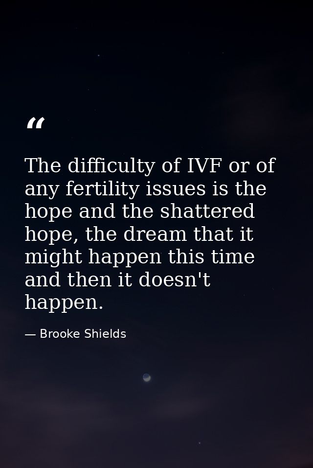 The difficulty of IVF or of any fertility issues is the hope and the shattered hope, the dream that it might happen this — Brooke Shields