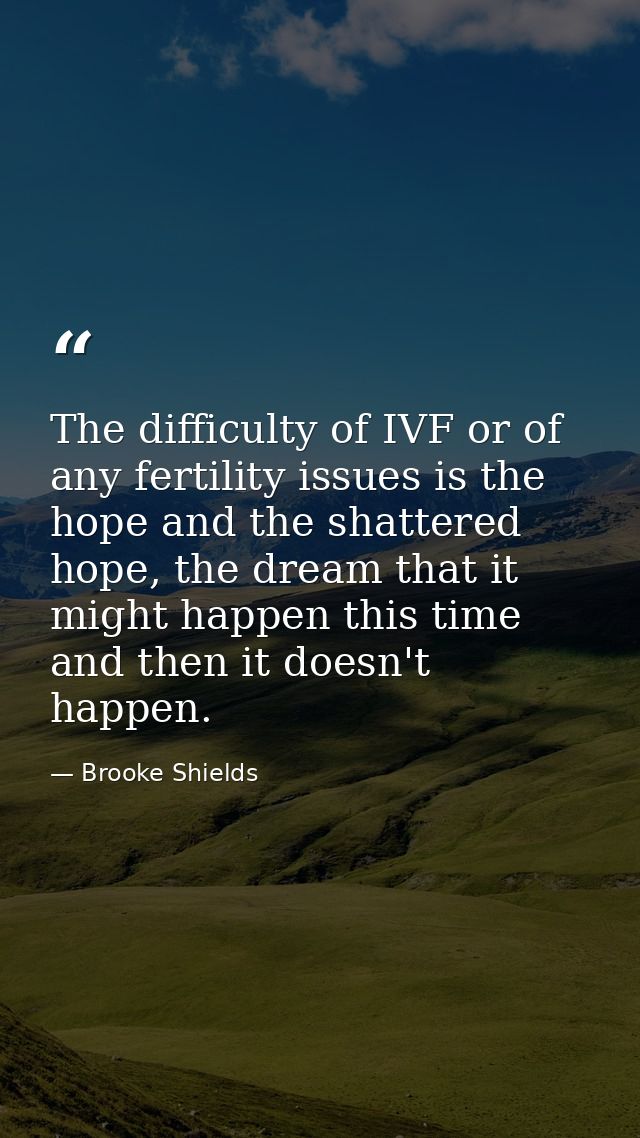 The difficulty of IVF or of any fertility issues is the hope and the shattered hope, the dream that it might happen this — Brooke Shields