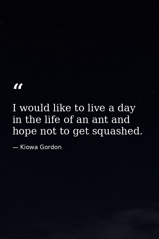 I would like to live a day in the life of an ant and hope not to get squashed. — Kiowa Gordon