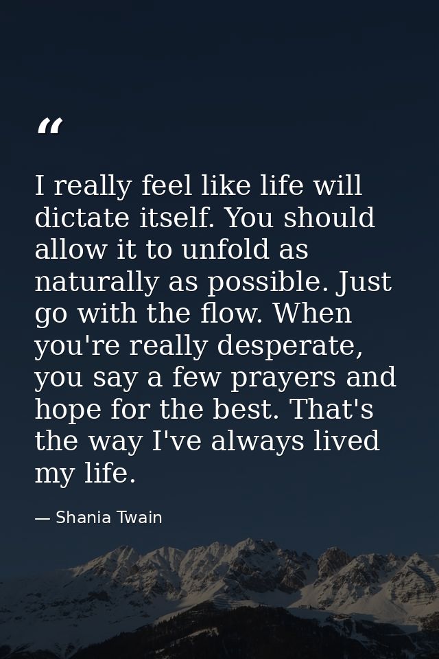 I really feel like life will dictate itself. You should allow it to unfold as naturally as possible. Just go with the fl — Shania Twain