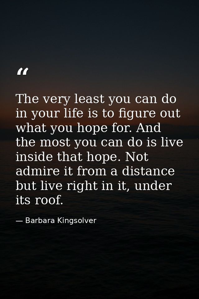 The very least you can do in your life is to figure out what you hope for. And the most you can do is live inside that h — Barbara Kingsolver