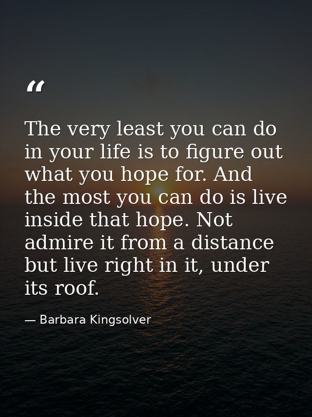 The very least you can do in your life is to figure out what you hope for. And the most you can do is live inside that h — Barbara Kingsolver