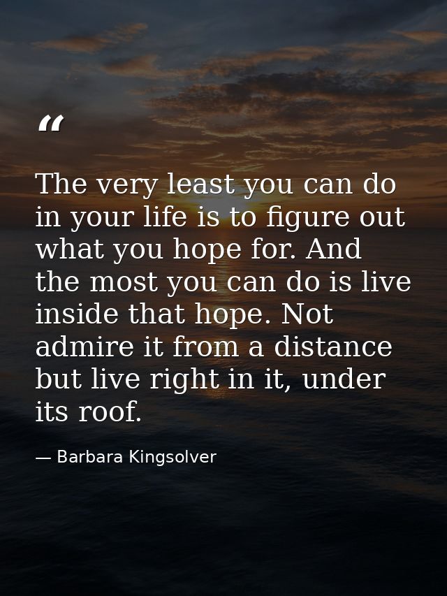 The very least you can do in your life is to figure out what you hope for. And the most you can do is live inside that h — Barbara Kingsolver
