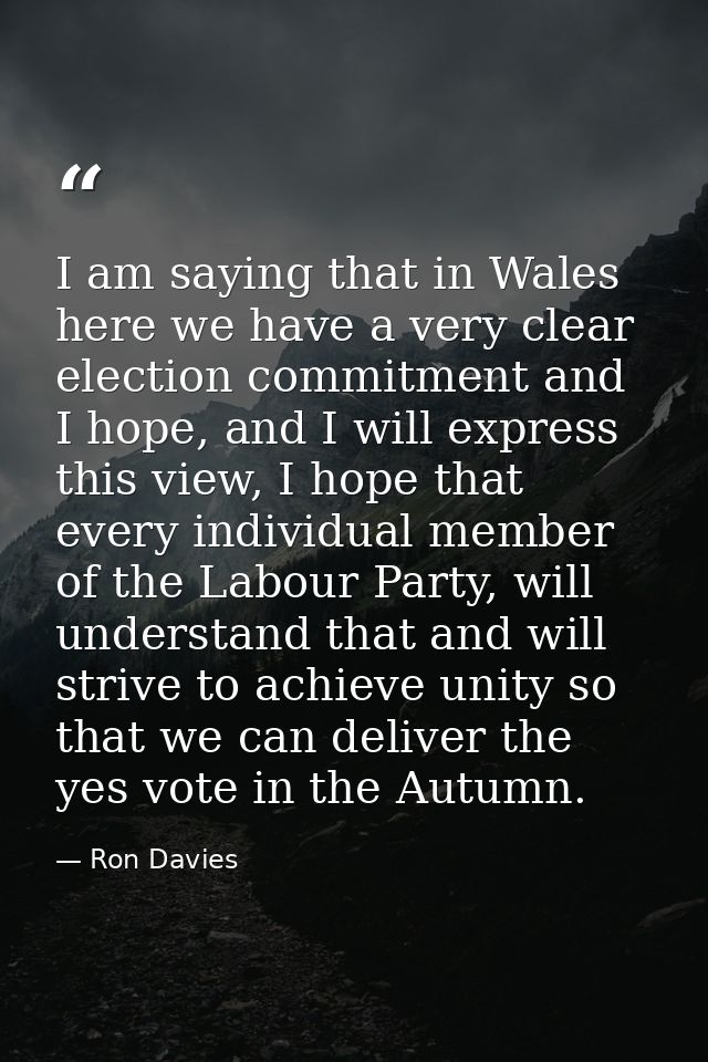 I am saying that in Wales here we have a very clear election commitment and I hope, and I will express this view, I hope — Ron Davies