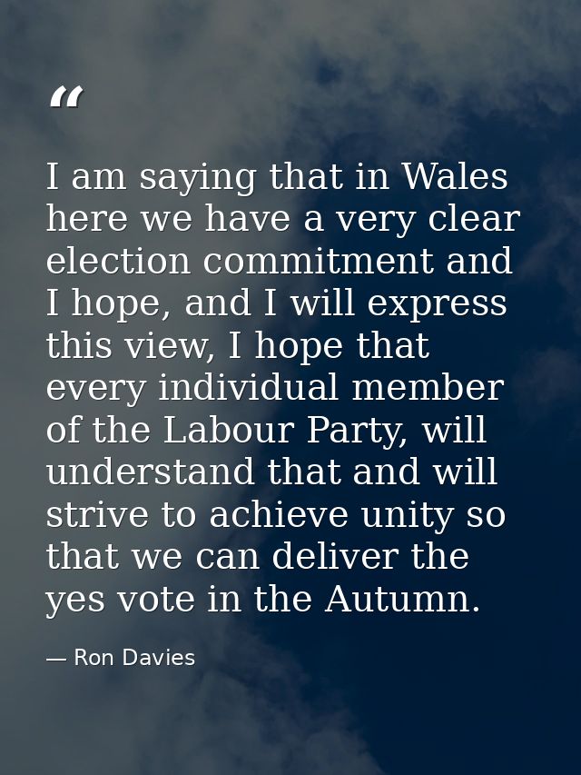 I am saying that in Wales here we have a very clear election commitment and I hope, and I will express this view, I hope — Ron Davies