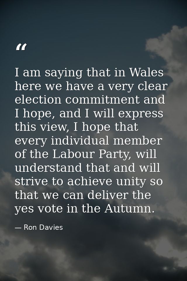 I am saying that in Wales here we have a very clear election commitment and I hope, and I will express this view, I hope — Ron Davies