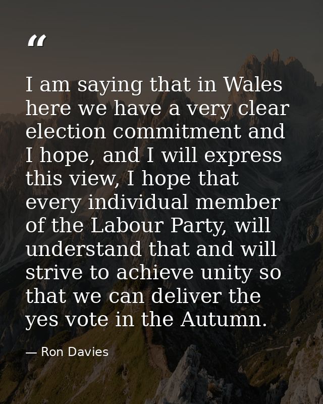 I am saying that in Wales here we have a very clear election commitment and I hope, and I will express this view, I hope — Ron Davies