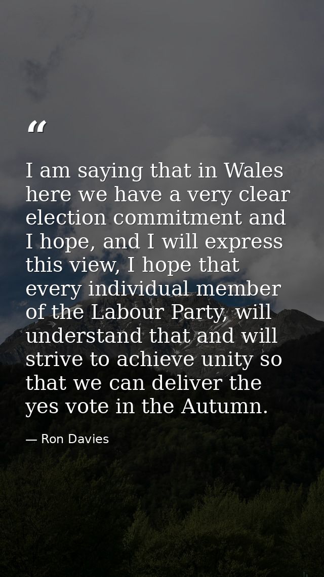 I am saying that in Wales here we have a very clear election commitment and I hope, and I will express this view, I hope — Ron Davies