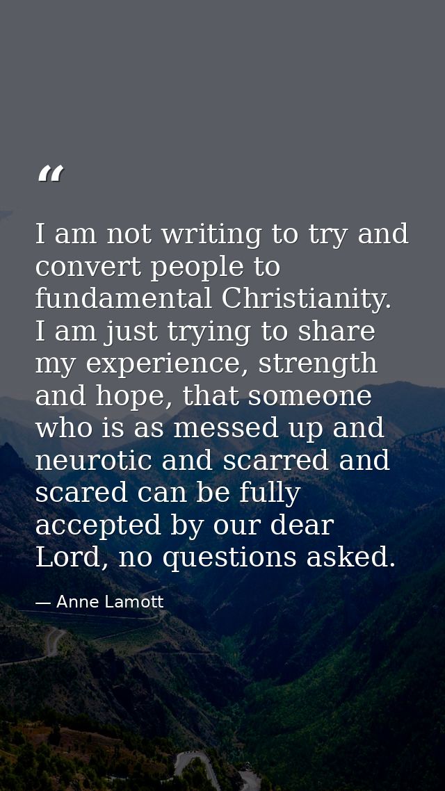 I am not writing to try and convert people to fundamental Christianity. I am just trying to share my experience, strengt — Anne Lamott