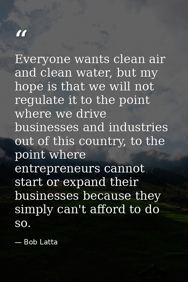 Everyone wants clean air and clean water, but my hope is that we will not regulate it to the point where we drive busine — Bob Latta