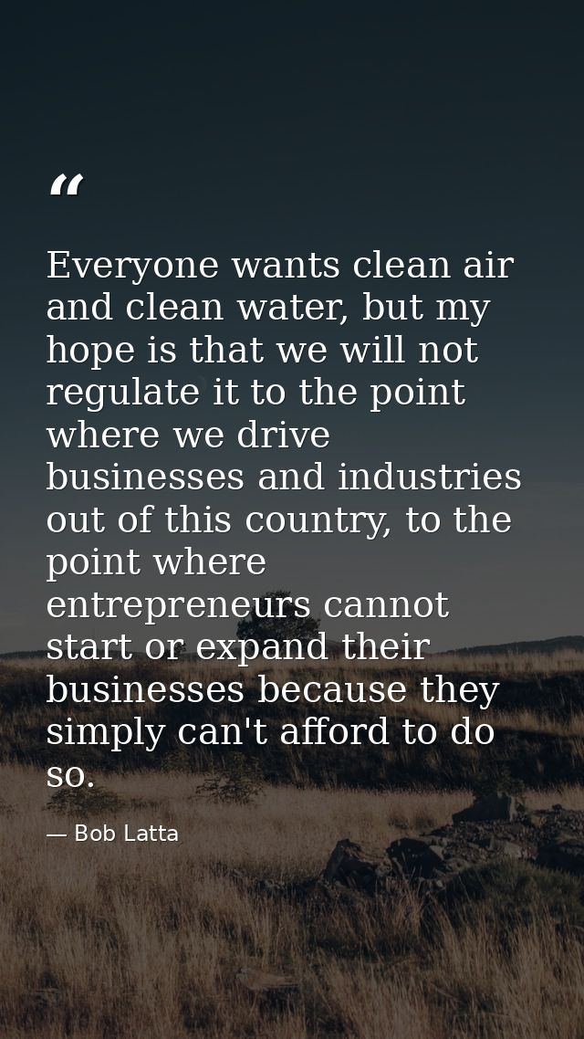Everyone wants clean air and clean water, but my hope is that we will not regulate it to the point where we drive busine — Bob Latta