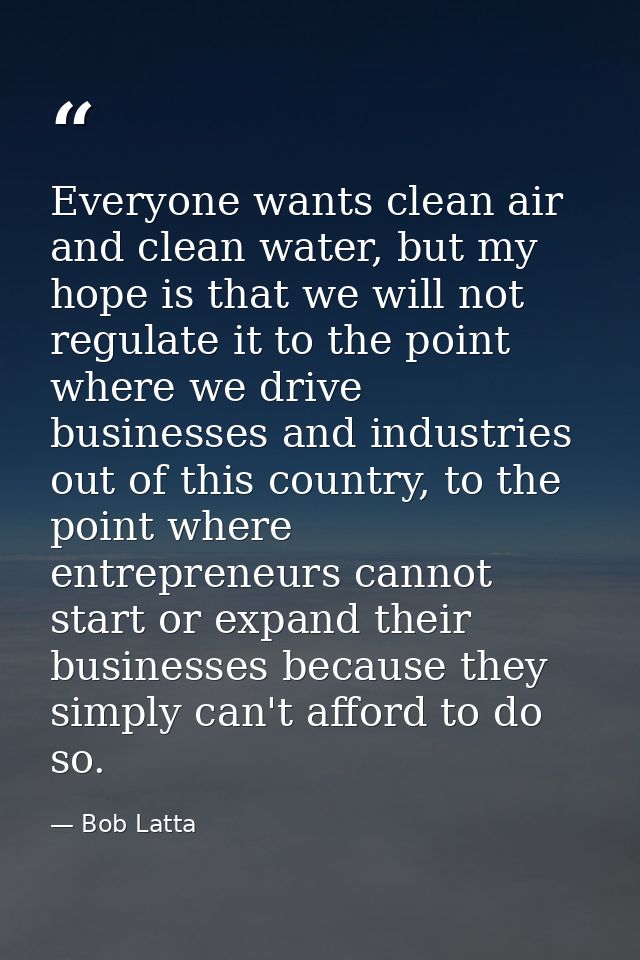Everyone wants clean air and clean water, but my hope is that we will not regulate it to the point where we drive busine — Bob Latta