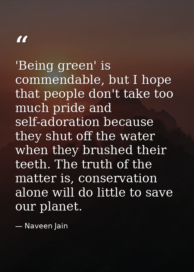 'Being green' is commendable, but I hope that people don't take too much pride and self-adoration because they shut off  — Naveen Jain