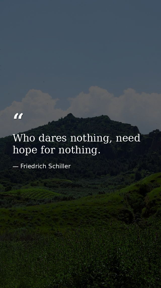 Who dares nothing, need hope for nothing. — Friedrich Schiller
