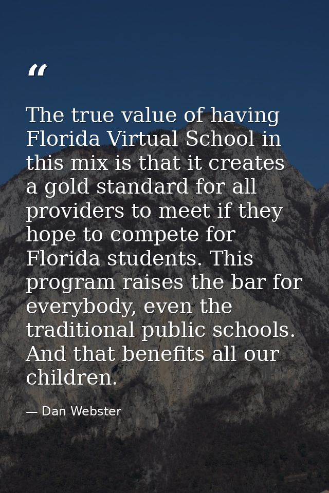 The true value of having Florida Virtual School in this mix is that it creates a gold standard for all providers to meet — Dan Webster