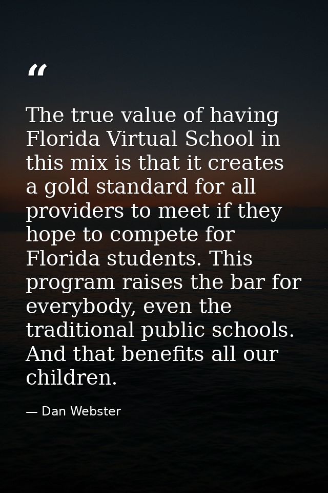 The true value of having Florida Virtual School in this mix is that it creates a gold standard for all providers to meet — Dan Webster