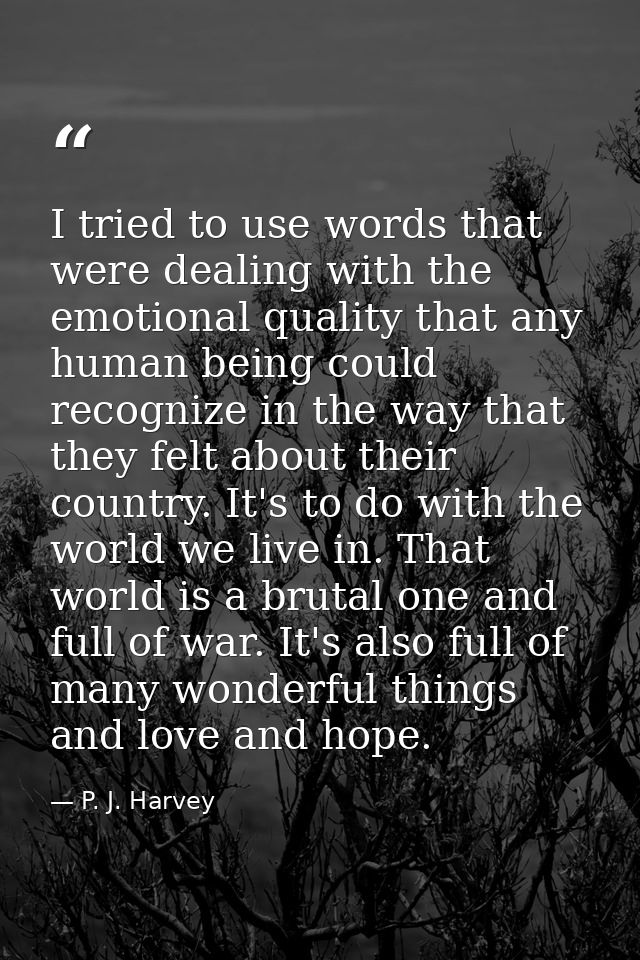 I tried to use words that were dealing with the emotional quality that any human being could recognize in the way that t — P. J. Harvey