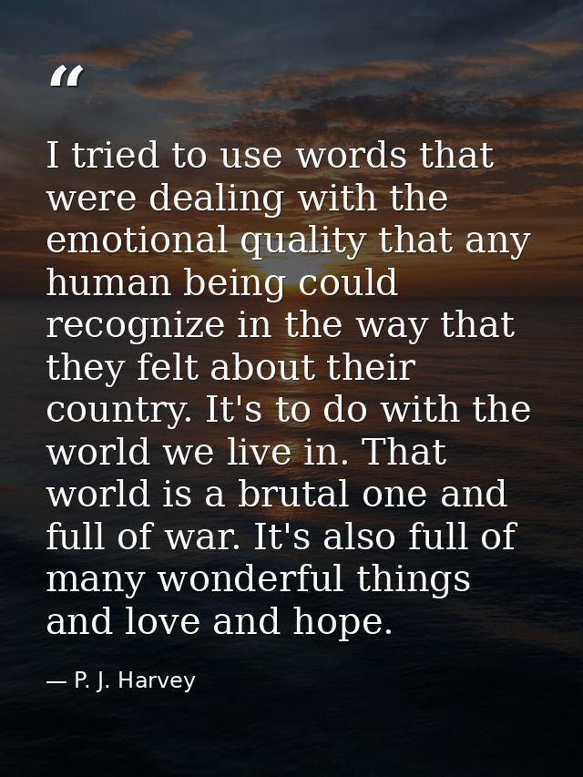 I tried to use words that were dealing with the emotional quality that any human being could recognize in the way that t — P. J. Harvey