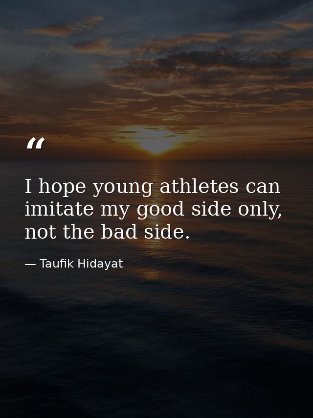 I hope young athletes can imitate my good side only, not the bad side. — Taufik Hidayat