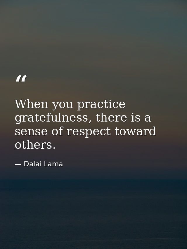 When you practice gratefulness, there is a sense of respect toward others. — Dalai Lama