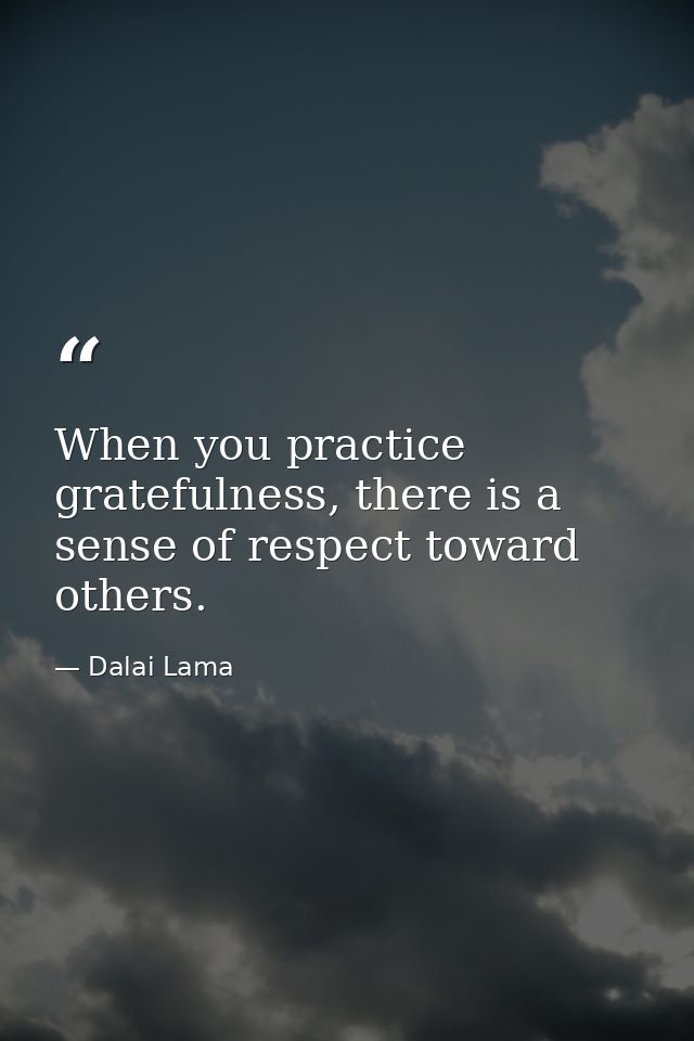 When you practice gratefulness, there is a sense of respect toward others. — Dalai Lama