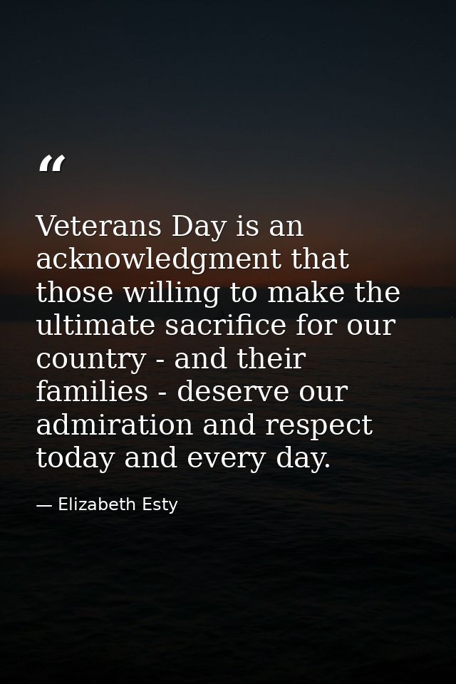 Veterans Day is an acknowledgment that those willing to make the ultimate sacrifice for our country - and their families — Elizabeth Esty