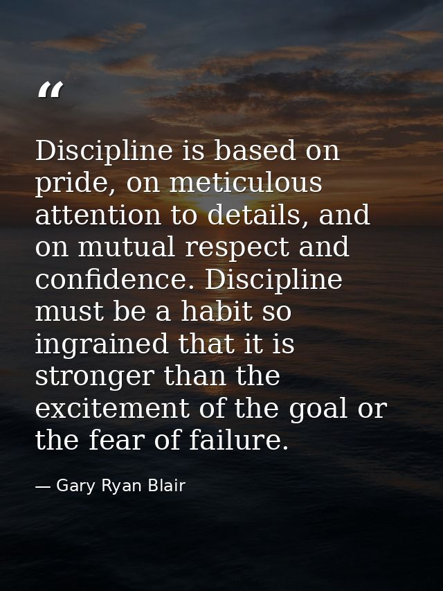 Discipline is based on pride, on meticulous attention to details, and on mutual respect and confidence. Discipline must  — Gary Ryan Blair