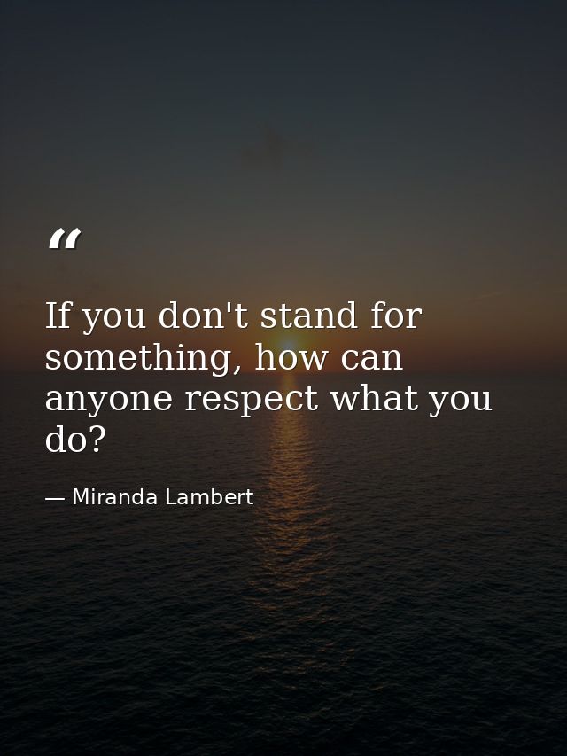 If you don't stand for something, how can anyone respect what you do? — Miranda Lambert