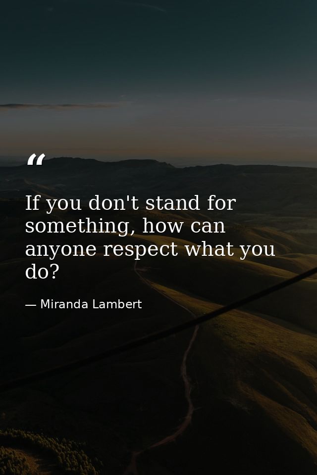 If you don't stand for something, how can anyone respect what you do? — Miranda Lambert