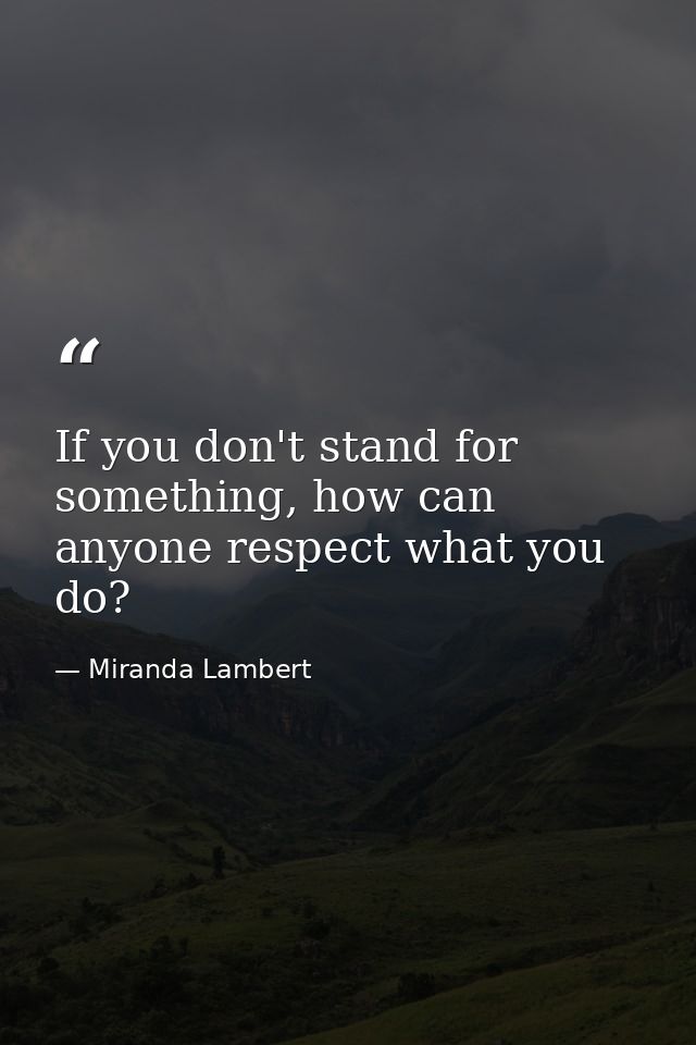 If you don't stand for something, how can anyone respect what you do? — Miranda Lambert