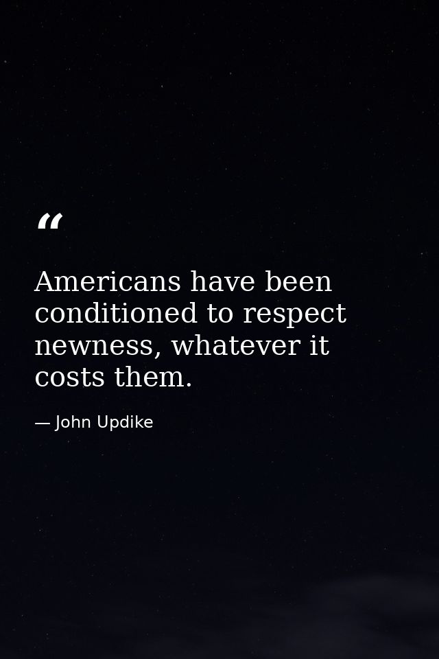 Americans have been conditioned to respect newness, whatever it costs them. — John Updike