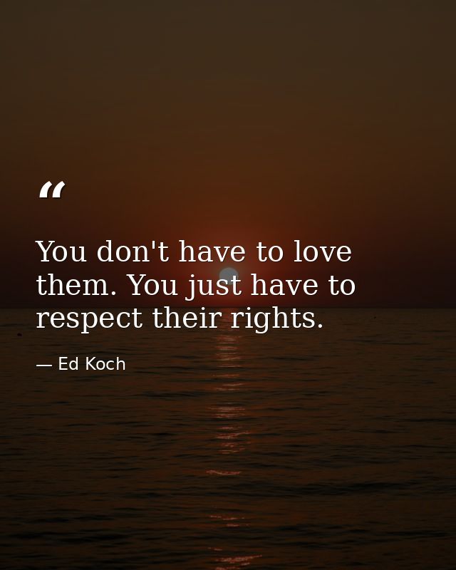 You don't have to love them. You just have to respect their rights. — Ed Koch