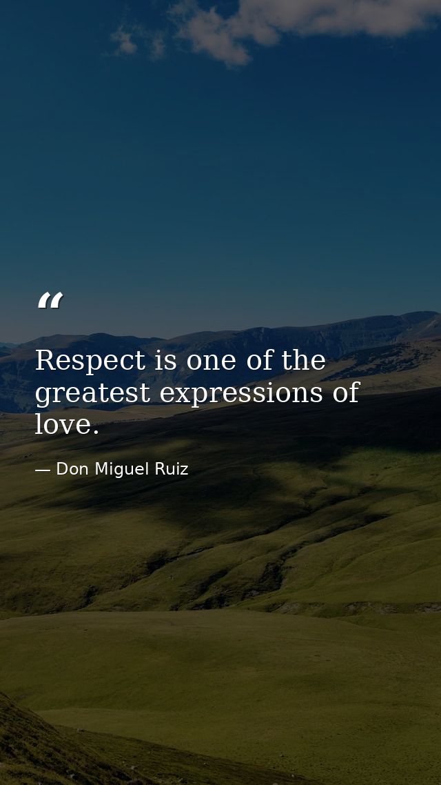 Respect is one of the greatest expressions of love. — Don Miguel Ruiz
