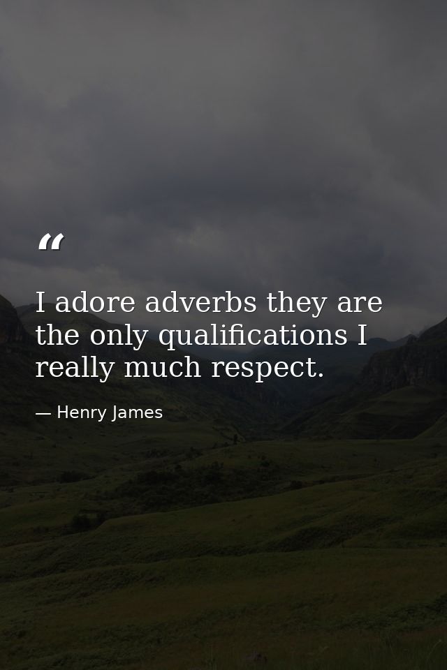 I adore adverbs they are the only qualifications I really much respect. — Henry James