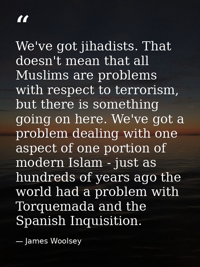 We've got jihadists. That doesn't mean that all Muslims are problems with respect to terrorism, but there is something g — James Woolsey