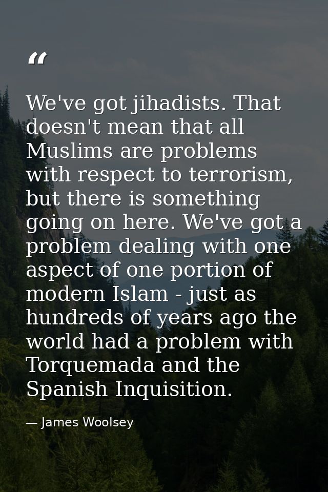 We've got jihadists. That doesn't mean that all Muslims are problems with respect to terrorism, but there is something g — James Woolsey