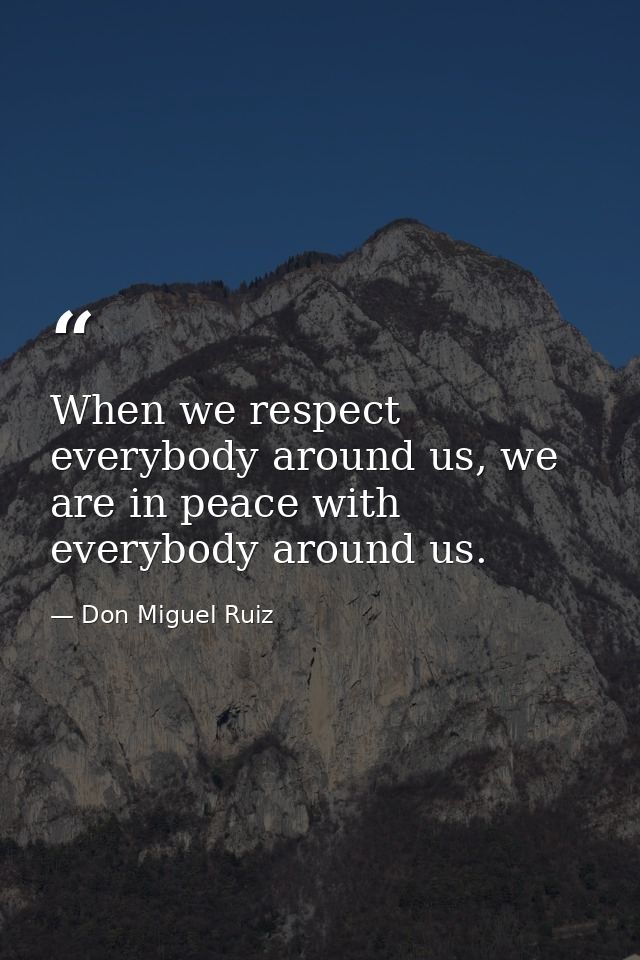 When we respect everybody around us, we are in peace with everybody around us. — Don Miguel Ruiz