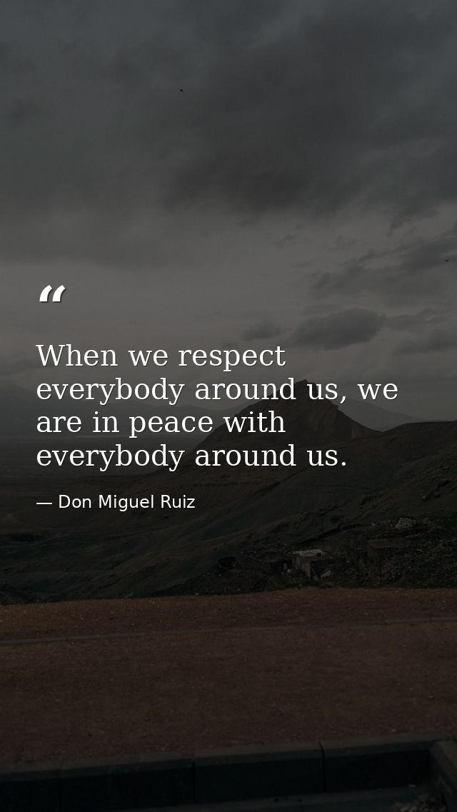 When we respect everybody around us, we are in peace with everybody around us. — Don Miguel Ruiz
