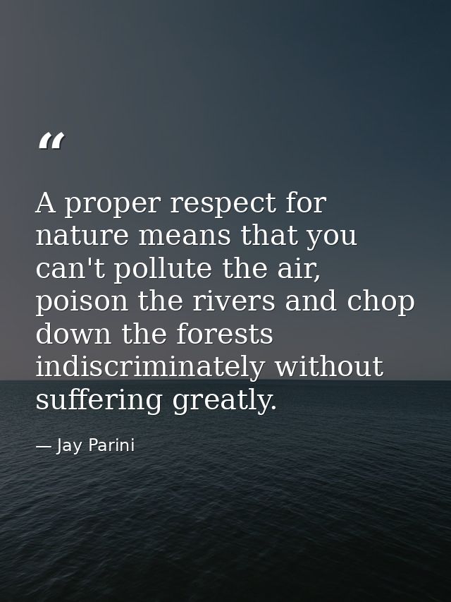 A proper respect for nature means that you can't pollute the air, poison the rivers and chop down the forests indiscrimi — Jay Parini