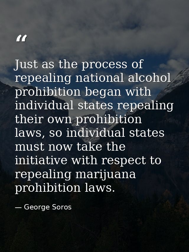 Just as the process of repealing national alcohol prohibition began with individual states repealing their own prohibiti — George Soros