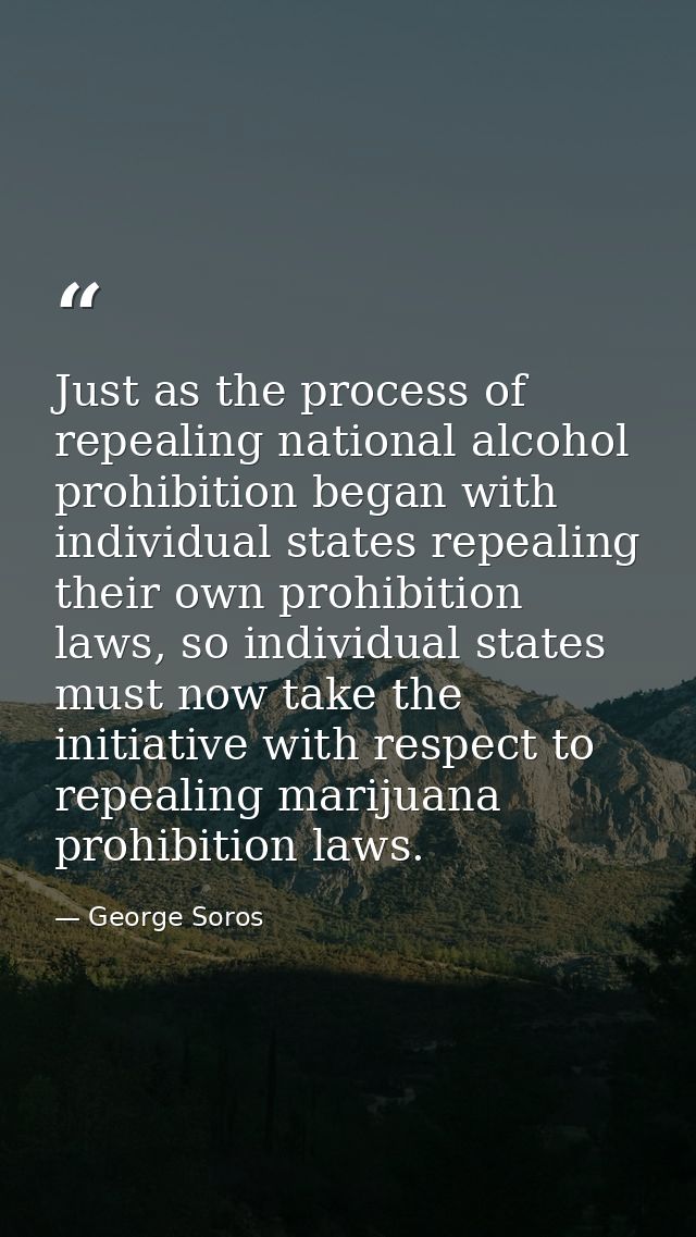 Just as the process of repealing national alcohol prohibition began with individual states repealing their own prohibiti — George Soros