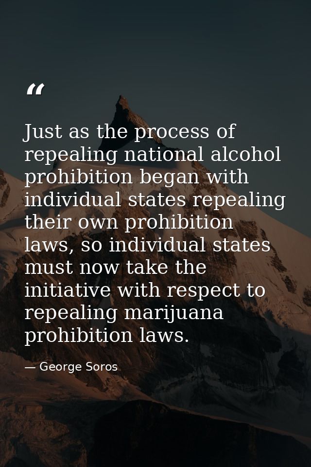 Just as the process of repealing national alcohol prohibition began with individual states repealing their own prohibiti — George Soros