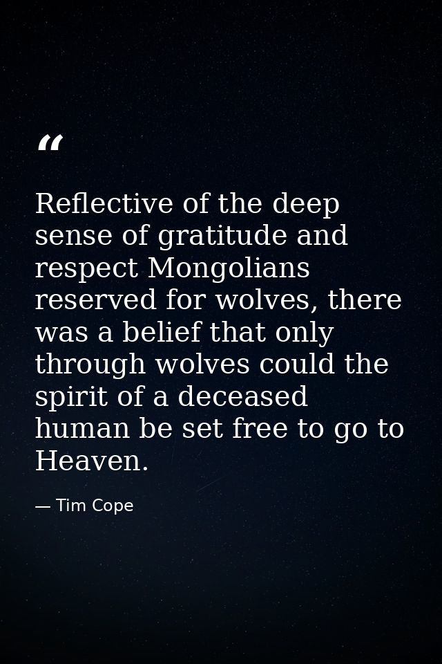 Reflective of the deep sense of gratitude and respect Mongolians reserved for wolves, there was a belief that only throu — Tim Cope