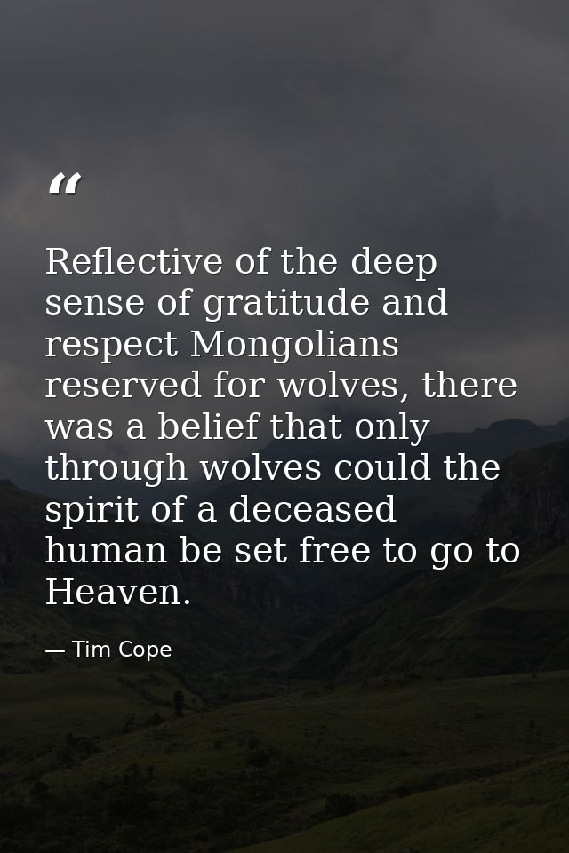 Reflective of the deep sense of gratitude and respect Mongolians reserved for wolves, there was a belief that only throu — Tim Cope