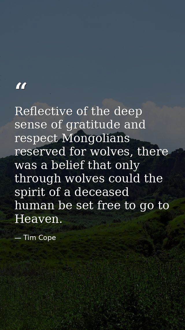Reflective of the deep sense of gratitude and respect Mongolians reserved for wolves, there was a belief that only throu — Tim Cope