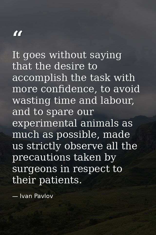 It goes without saying that the desire to accomplish the task with more confidence, to avoid wasting time and labour, an — Ivan Pavlov