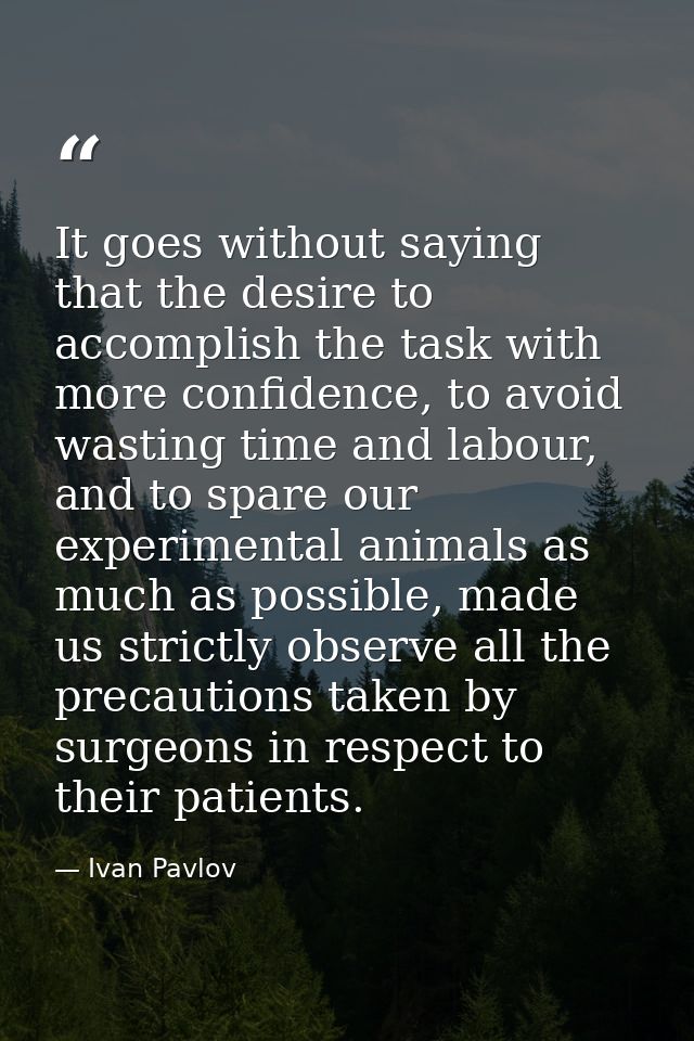 It goes without saying that the desire to accomplish the task with more confidence, to avoid wasting time and labour, an — Ivan Pavlov