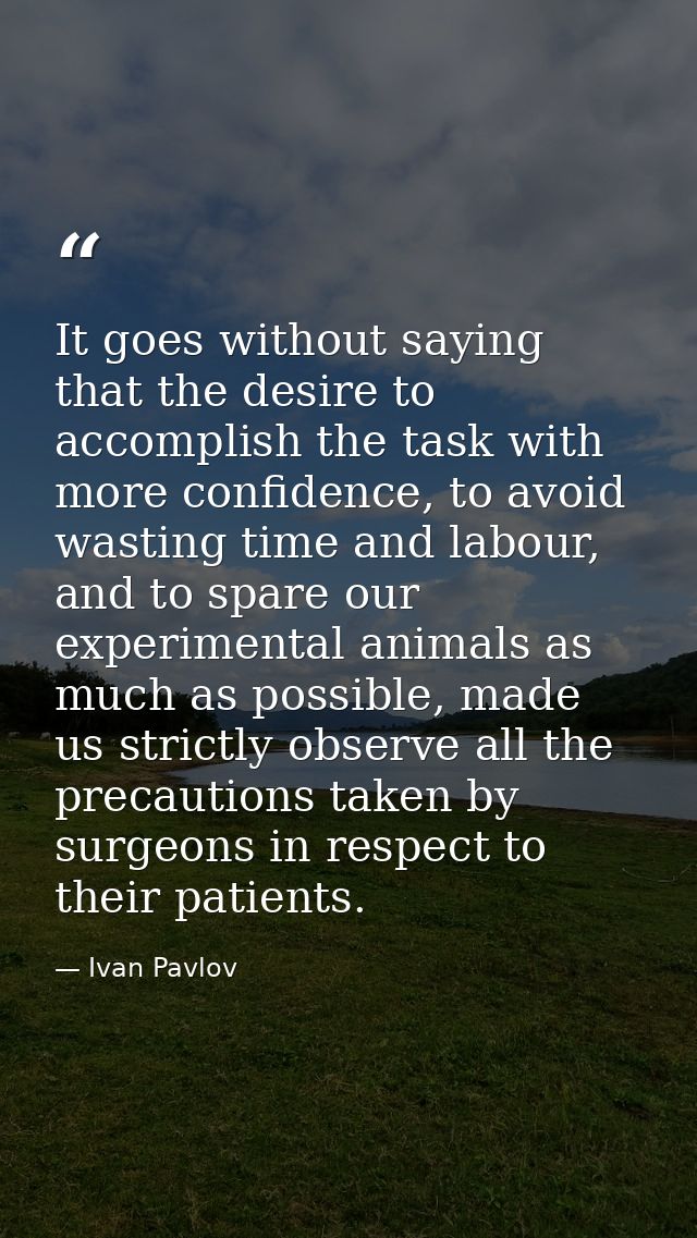 It goes without saying that the desire to accomplish the task with more confidence, to avoid wasting time and labour, an — Ivan Pavlov